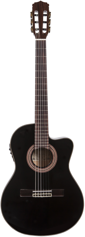 Aria A48CE-SBK, Fichte massiv / Ahorn, Thinbody, Cutaway, Pickup, 45mm Sattelbreite